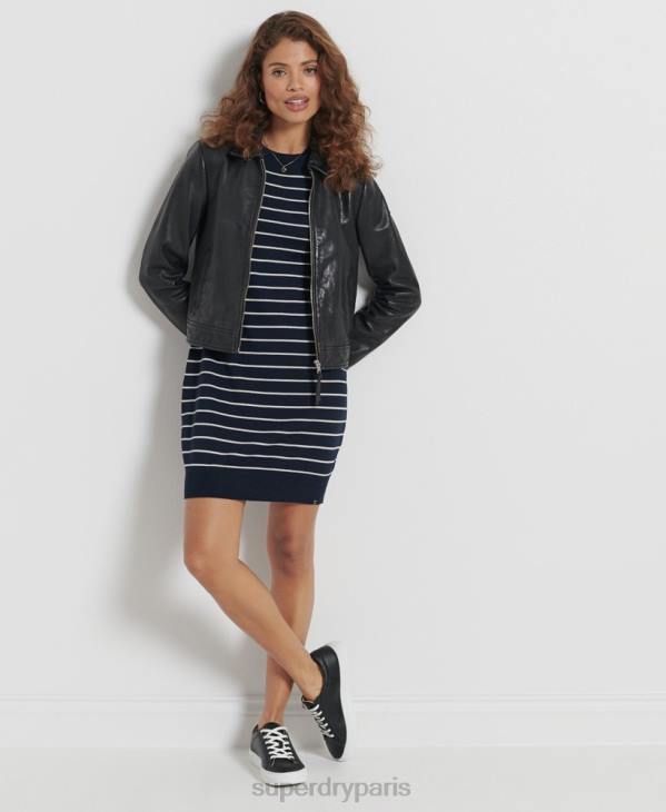 Superdry femmes mini-robe en maille mérinos studios D64Z6604 vêtements marine