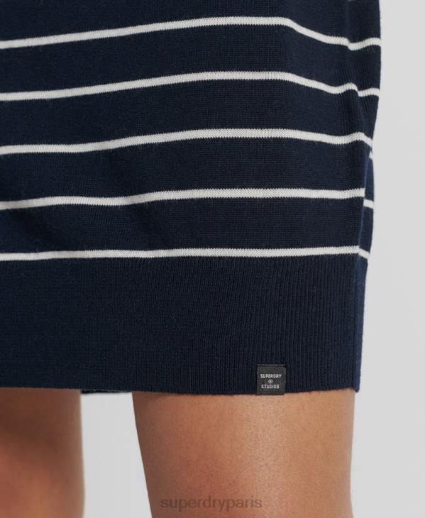 Superdry femmes mini-robe en maille mérinos studios D64Z6604 vêtements marine