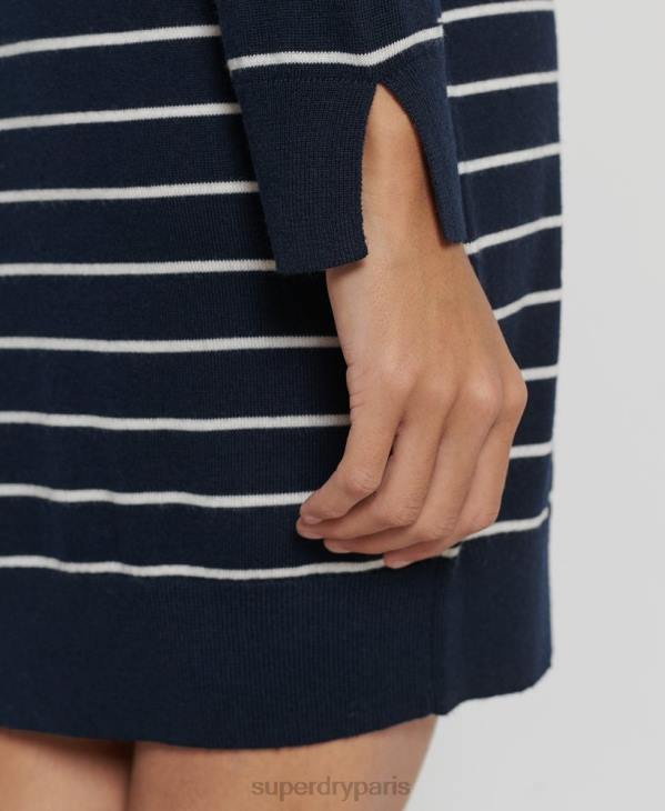 Superdry femmes mini-robe en maille mérinos studios D64Z6604 vêtements marine