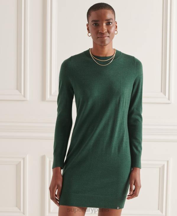 Superdry femmes mini-robe en maille mérinos studios D64Z6752 vêtements vert