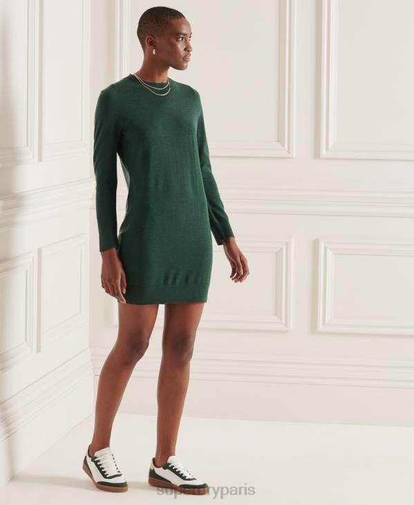 Superdry femmes mini-robe en maille mérinos studios D64Z6752 vêtements vert