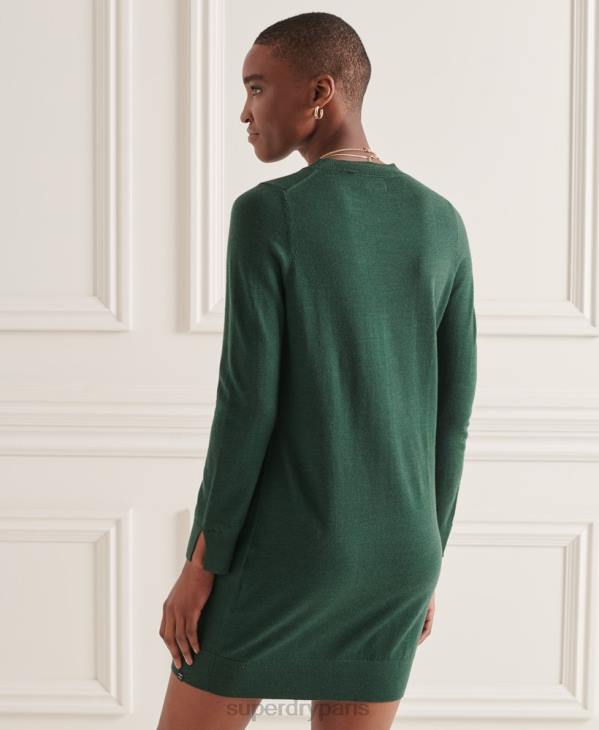 Superdry femmes mini-robe en maille mérinos studios D64Z6752 vêtements vert