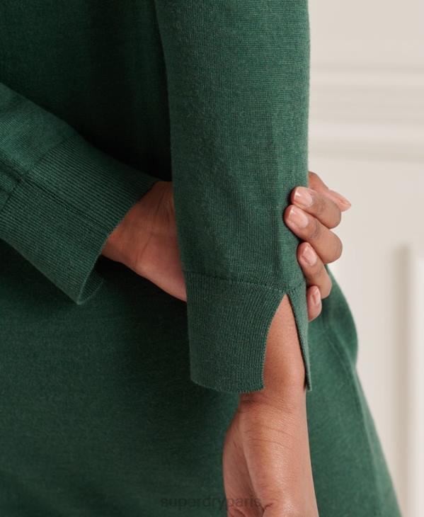Superdry femmes mini-robe en maille mérinos studios D64Z6752 vêtements vert