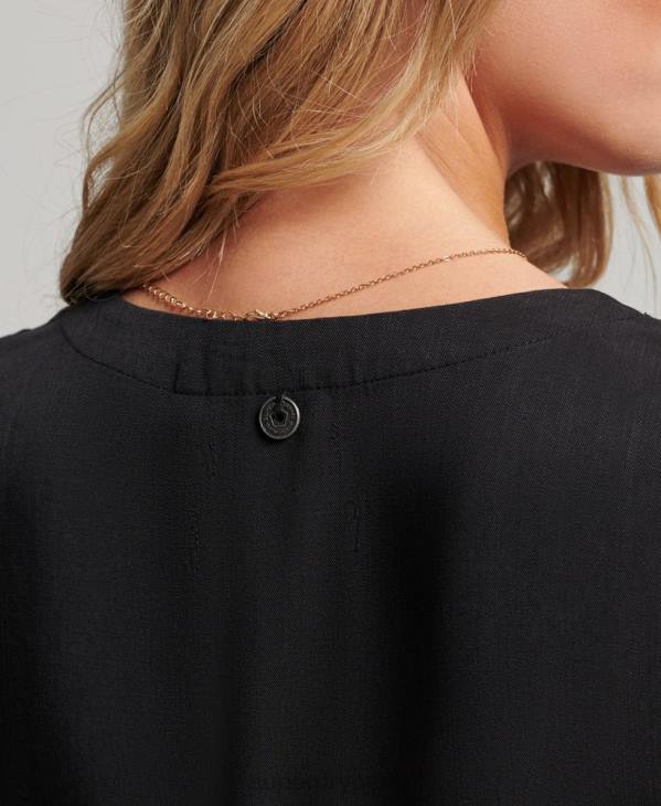 Superdry femmes mini robe portefeuille vintage D64Z2519 vêtements noir