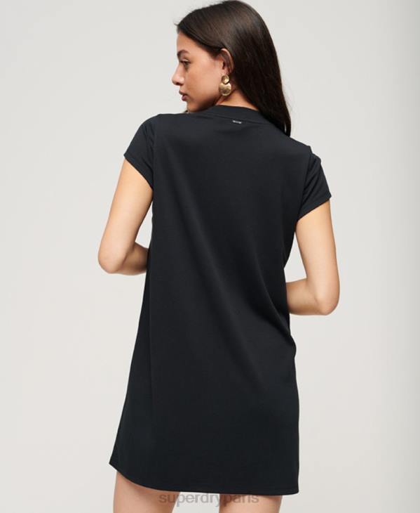Superdry femmes mini robe trapèze à manches courtes D64Z1964 vêtements noir