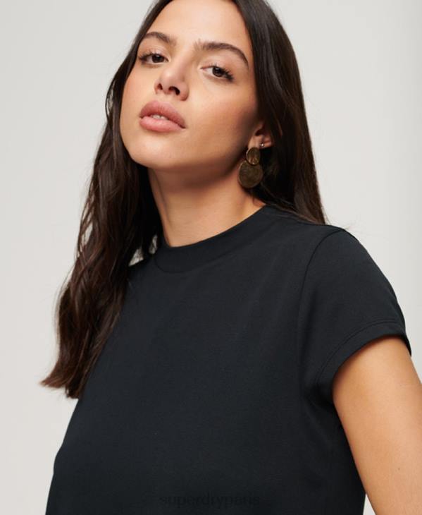 Superdry femmes mini robe trapèze à manches courtes D64Z1964 vêtements noir