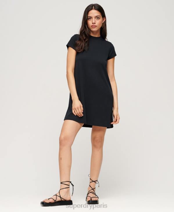 Superdry femmes mini robe trapèze à manches courtes D64Z1964 vêtements noir