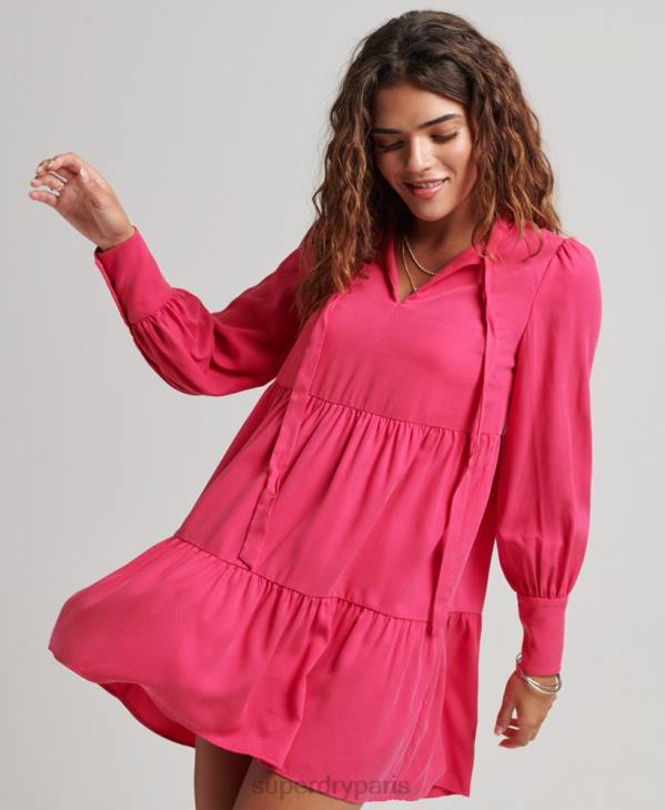 Superdry femmes mini robe à volants D64Z2550 vêtements rose