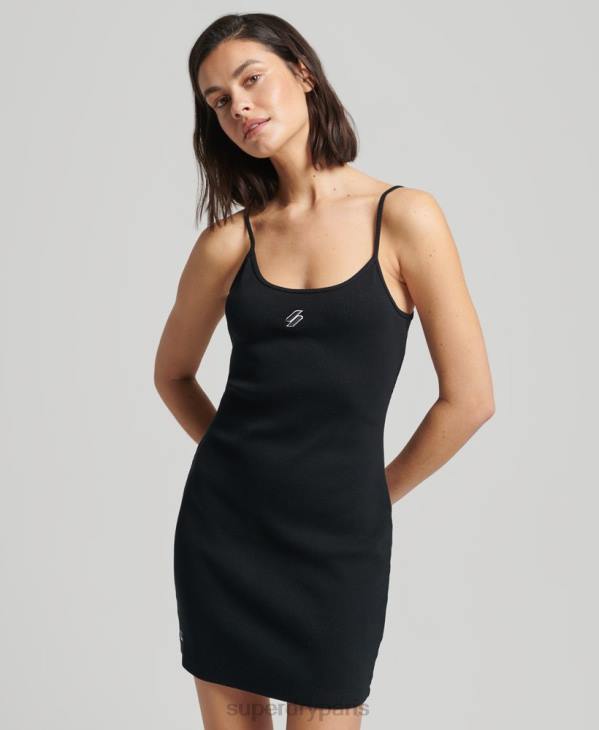 Superdry femmes robe à bretelles essentielle D64Z2536 vêtements noir
