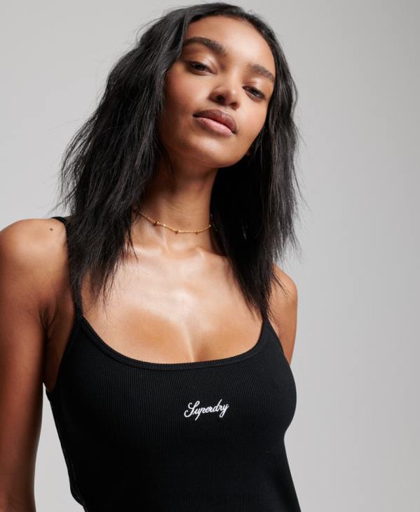Superdry femmes robe à bretelles à logo s D64Z2436 vêtements noir