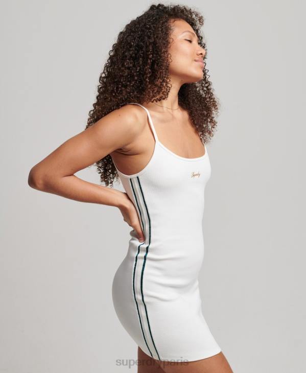 Superdry femmes robe à bretelles à logo s D64Z2458 vêtements blanc