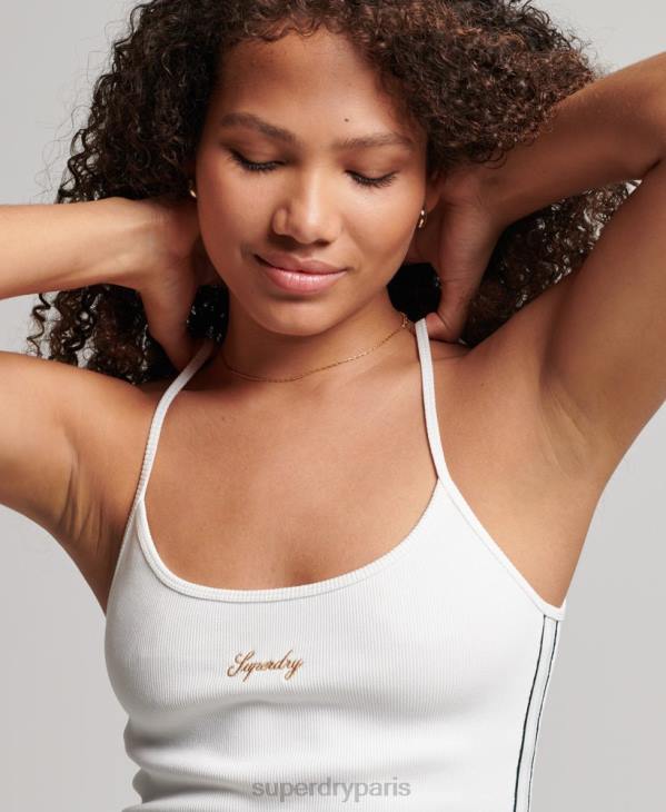 Superdry femmes robe à bretelles à logo s D64Z2458 vêtements blanc
