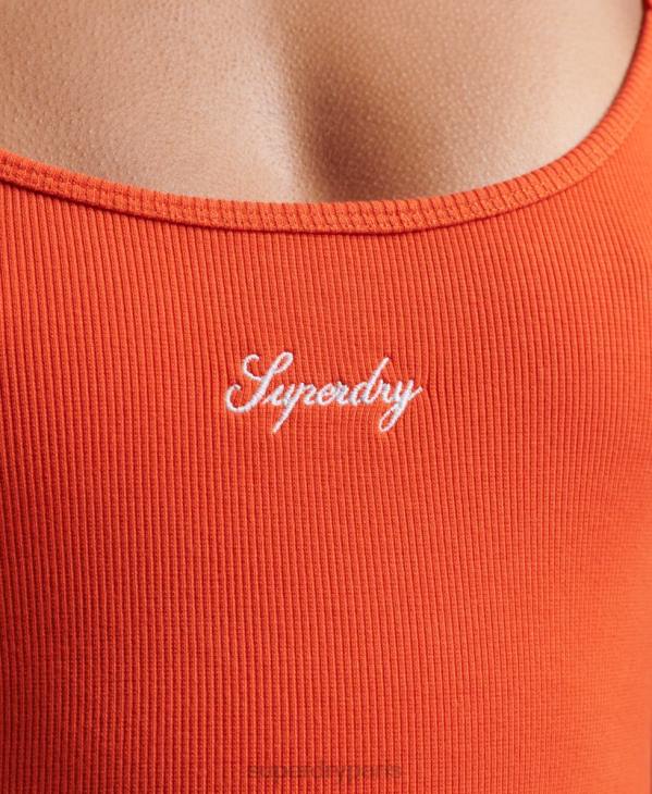 Superdry femmes robe à bretelles à logo s D64Z2471 vêtements orange