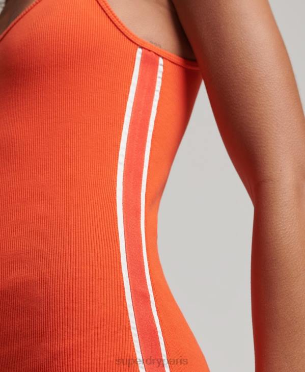 Superdry femmes robe à bretelles à logo s D64Z2471 vêtements orange