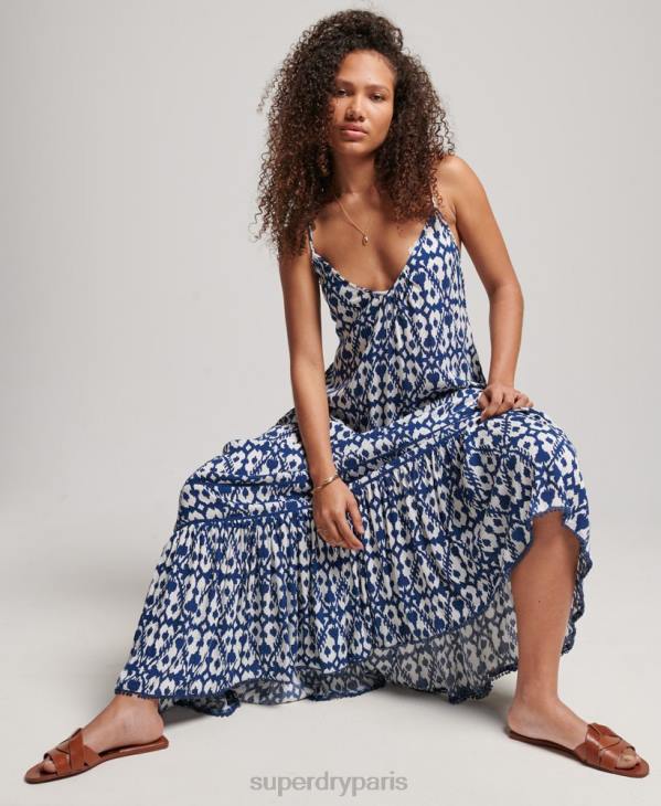 Superdry femmes robe camisole longue D64Z2380 vêtements bleu