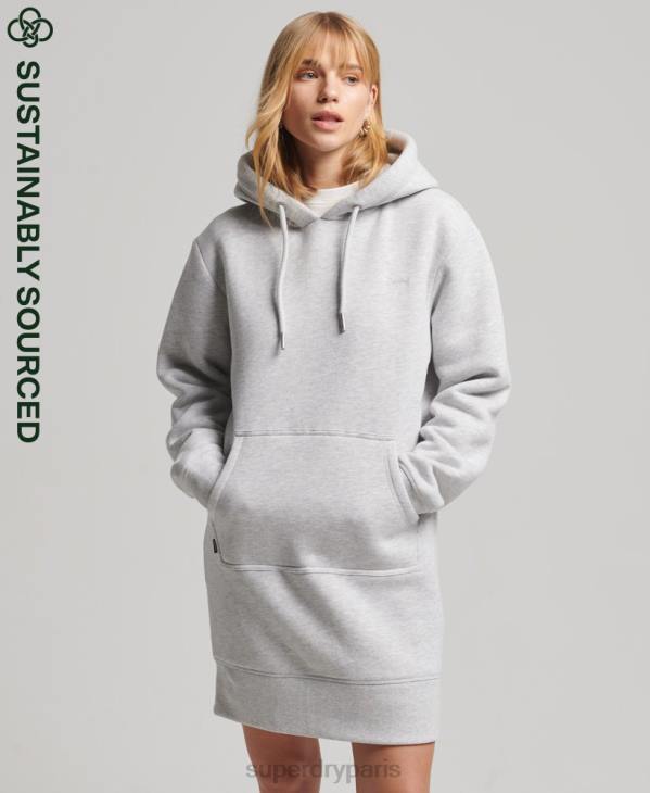 Superdry femmes robe à capuche en coton bio à logo vintage D64Z2482 vêtements gris clair
