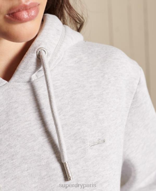Superdry femmes robe à capuche à logo brodé D64Z2487 vêtements gris clair