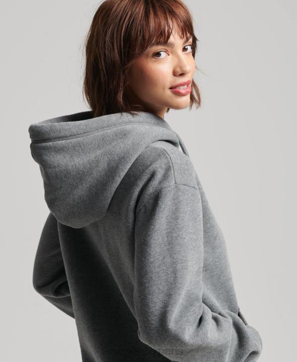Superdry femmes robe à capuche à logo brodé D64Z2494 vêtements gris