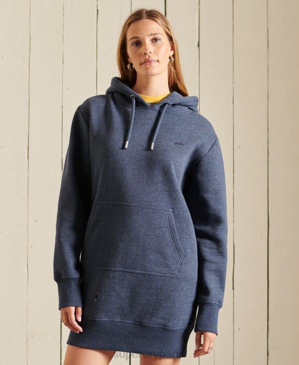 Superdry femmes robe à capuche à logo brodé D64Z2516 vêtements marine