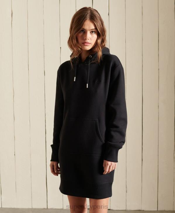 Superdry femmes robe à capuche à logo brodé D64Z2532 vêtements noir