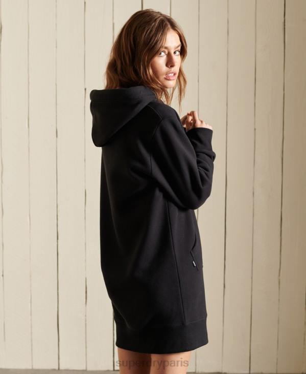 Superdry femmes robe à capuche à logo brodé D64Z2532 vêtements noir
