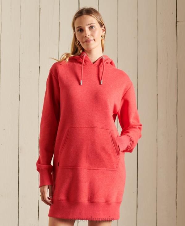 Superdry femmes robe à capuche à logo brodé D64Z2540 vêtements rouge