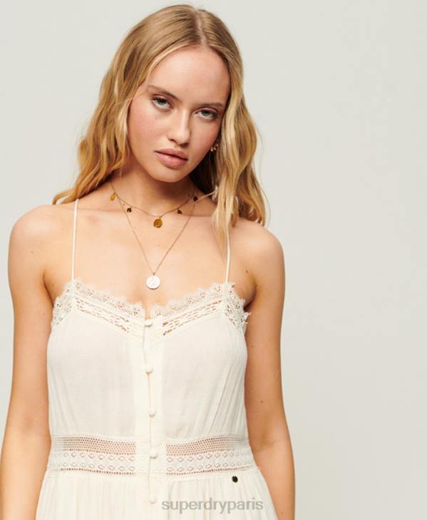 Superdry femmes robe caraco alana D64Z2370 vêtements crème