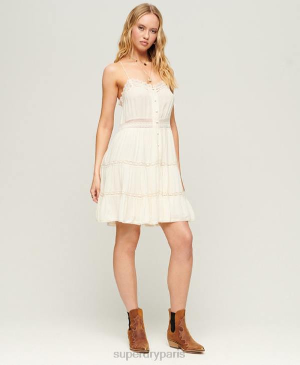 Superdry femmes robe caraco alana D64Z2370 vêtements crème