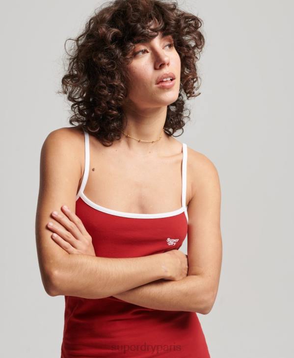 Superdry femmes robe caraco en jersey vintage D64Z2507 vêtements rouge