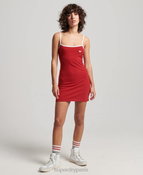 Superdry femmes robe caraco en jersey vintage D64Z2507 vêtements rouge