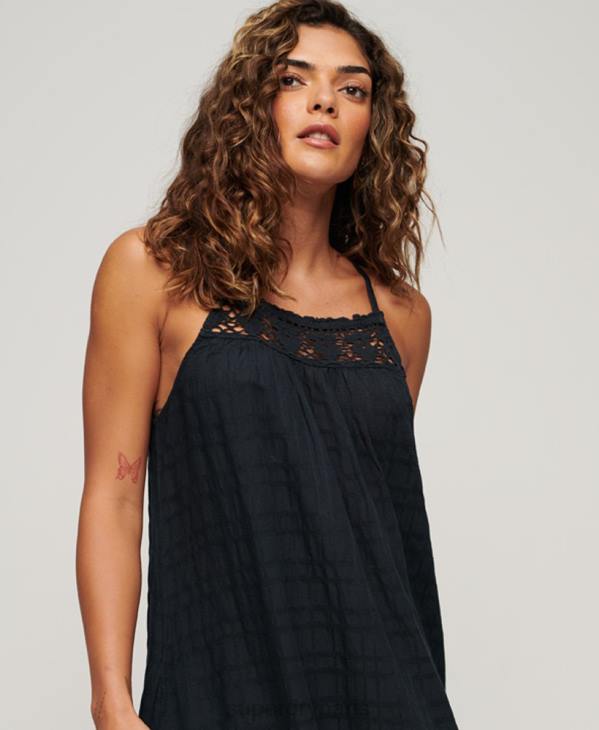 Superdry femmes robe caraco longue licou vintage D64Z1986 vêtements marine