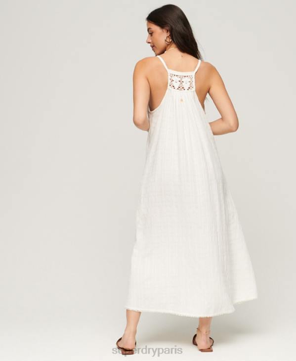 Superdry femmes robe caraco longue licou vintage D64Z2390 vêtements crème