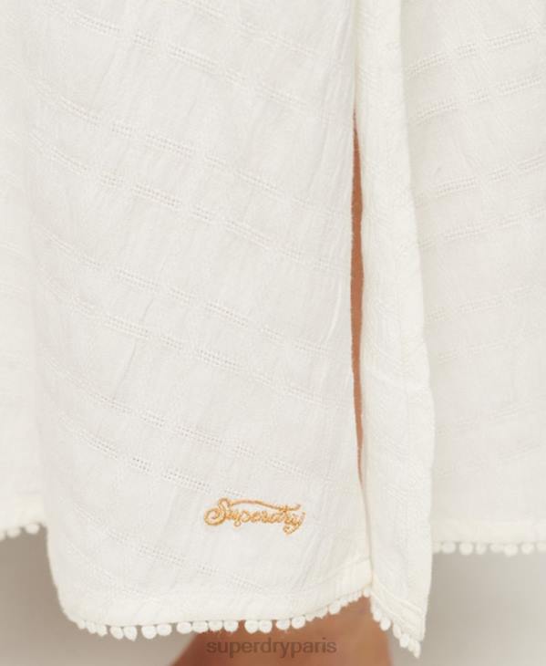 Superdry femmes robe caraco longue licou vintage D64Z2390 vêtements crème