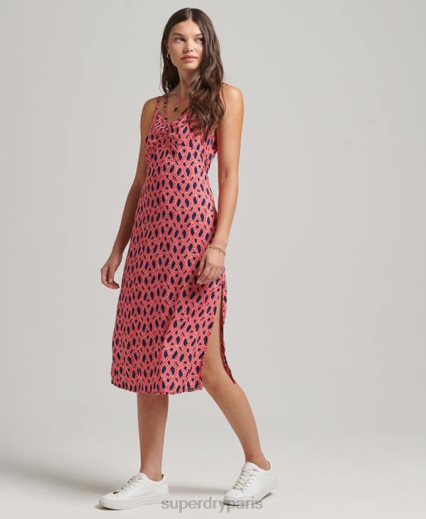 Superdry femmes robe caraco vintage à bretelles D64Z2396 vêtements rouge