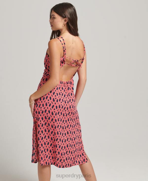 Superdry femmes robe caraco vintage à bretelles D64Z2396 vêtements rouge