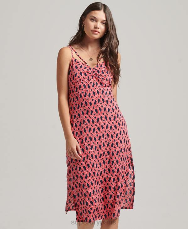 Superdry femmes robe caraco vintage à bretelles D64Z2396 vêtements rouge