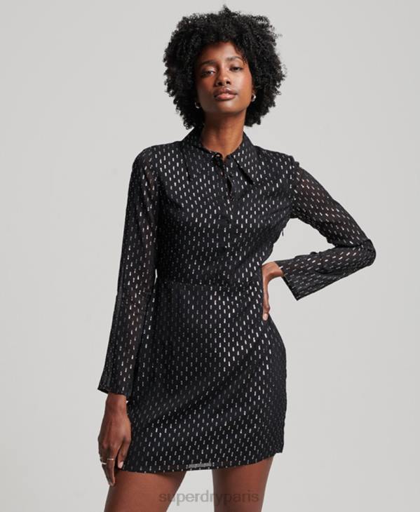 Superdry femmes robe-chemise imprimée D64Z2468 vêtements noir