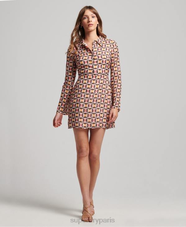 Superdry femmes robe-chemise imprimée D64Z2469 vêtements rose