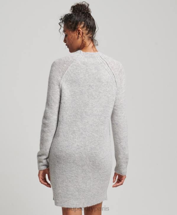 Superdry femmes robe à col roulé D64Z2419 vêtements gris clair