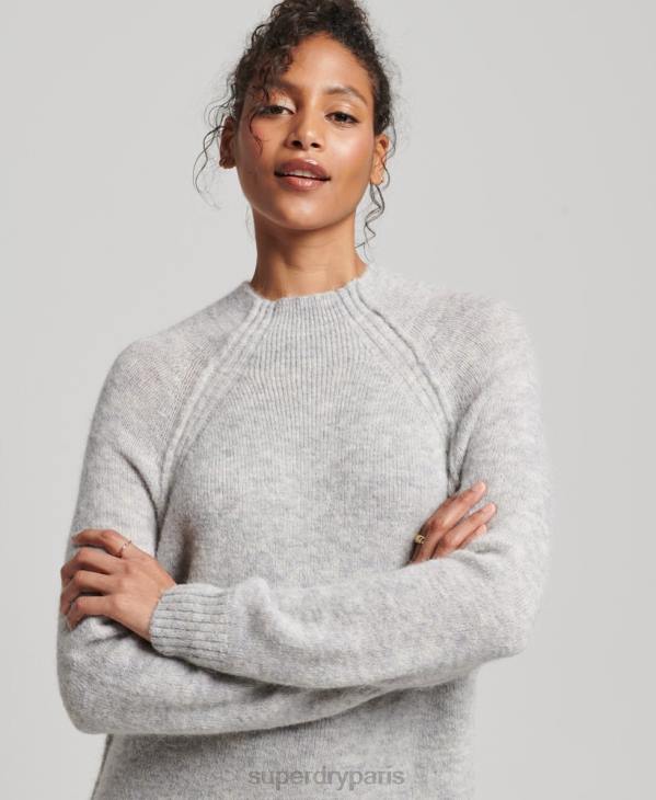 Superdry femmes robe à col roulé D64Z2419 vêtements gris clair