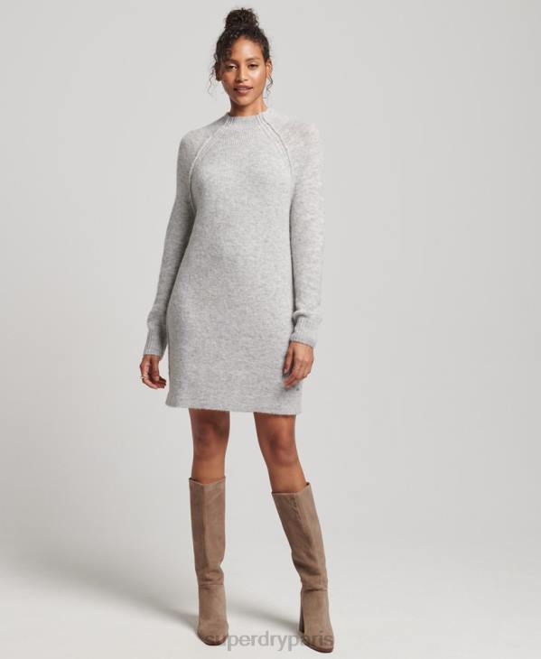Superdry femmes robe à col roulé D64Z2419 vêtements gris clair