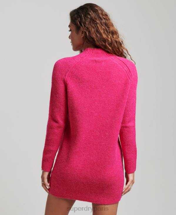 Superdry femmes robe à col roulé D64Z2440 vêtements rose