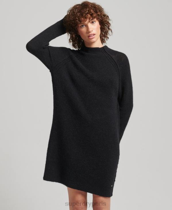 Superdry femmes robe à col roulé D64Z2459 vêtements noir