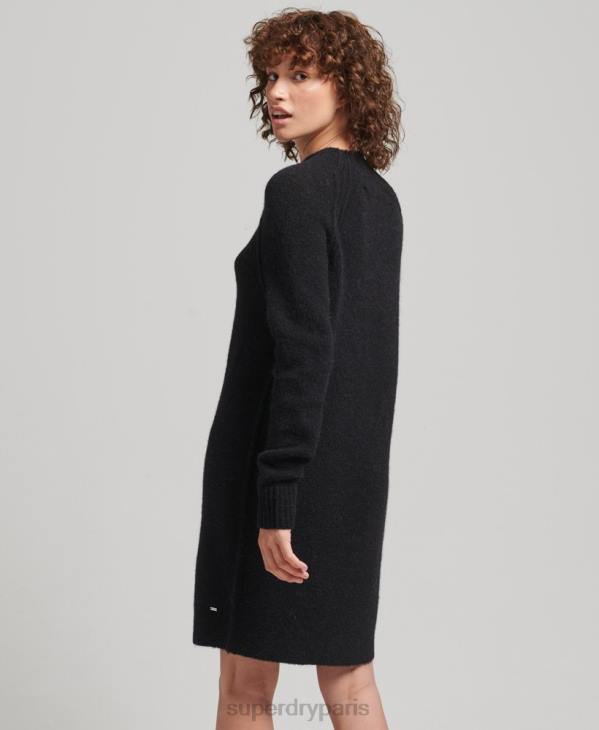 Superdry femmes robe à col roulé D64Z2459 vêtements noir