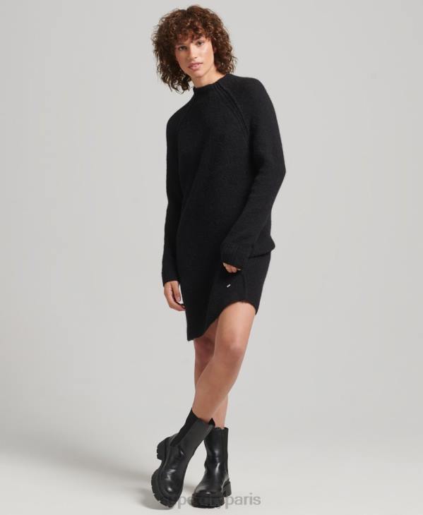 Superdry femmes robe à col roulé D64Z2459 vêtements noir