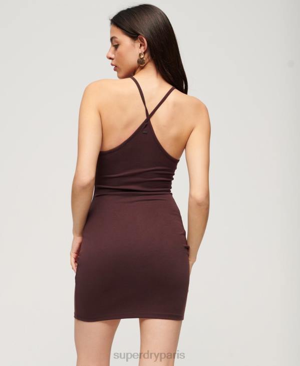 Superdry femmes robe courte en jersey à bretelles D64Z2141 vêtements brun