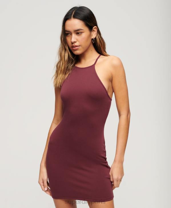 Superdry femmes robe courte en jersey à bretelles D64Z2420 vêtements violet