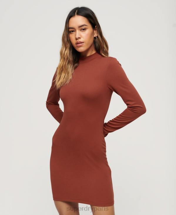 Superdry femmes robe courte en jersey à col montant D64Z2393 vêtements rouge