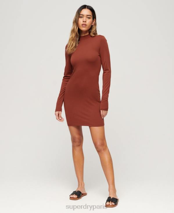 Superdry femmes robe courte en jersey à col montant D64Z2393 vêtements rouge