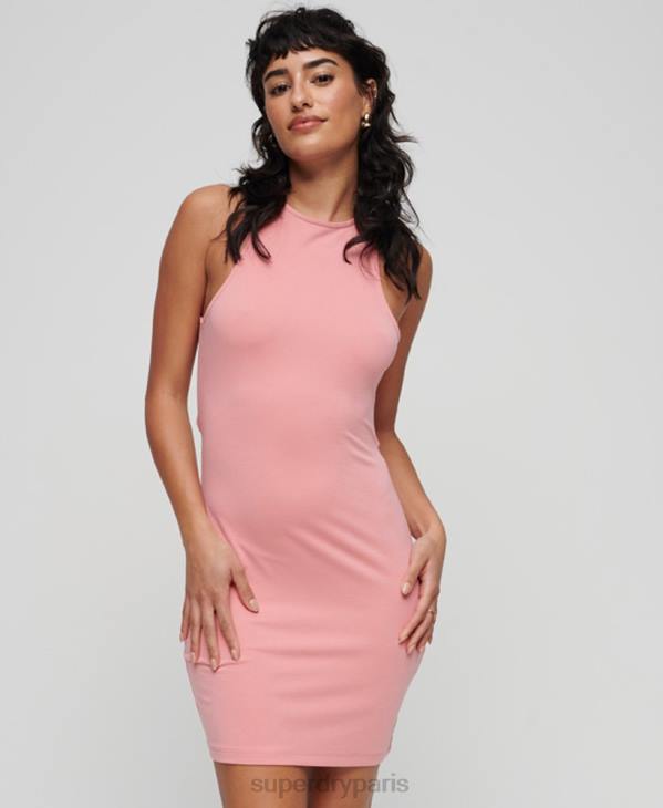 Superdry femmes robe courte en jersey croisé dans le dos D64Z2356 vêtements rose